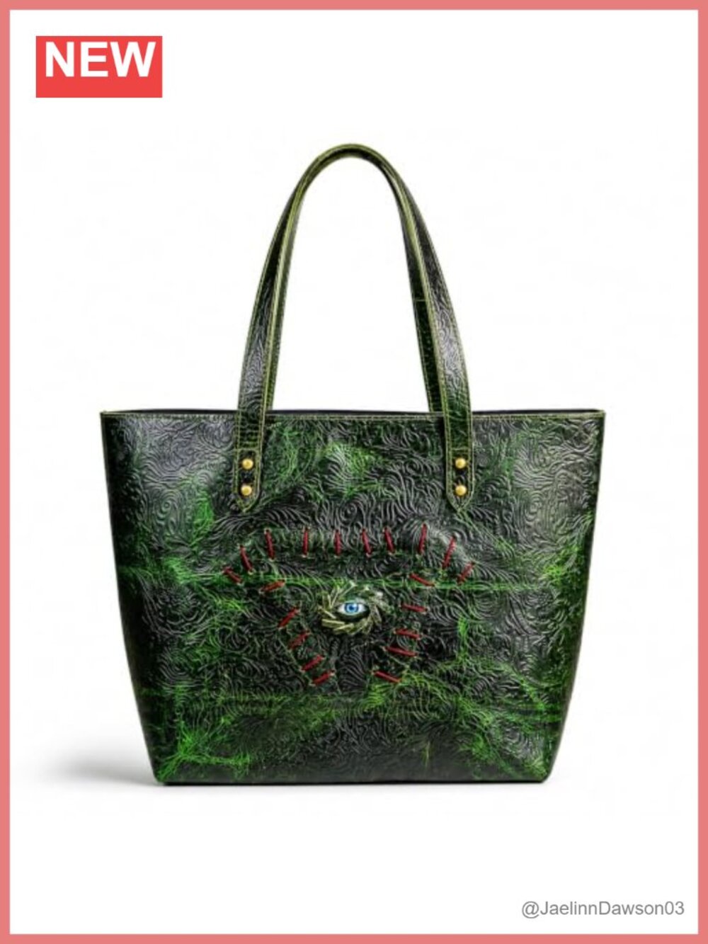 Genuine Full-Grain Buffalo Leather Tote Shoulder Bag Handcrafted Gothic Purse